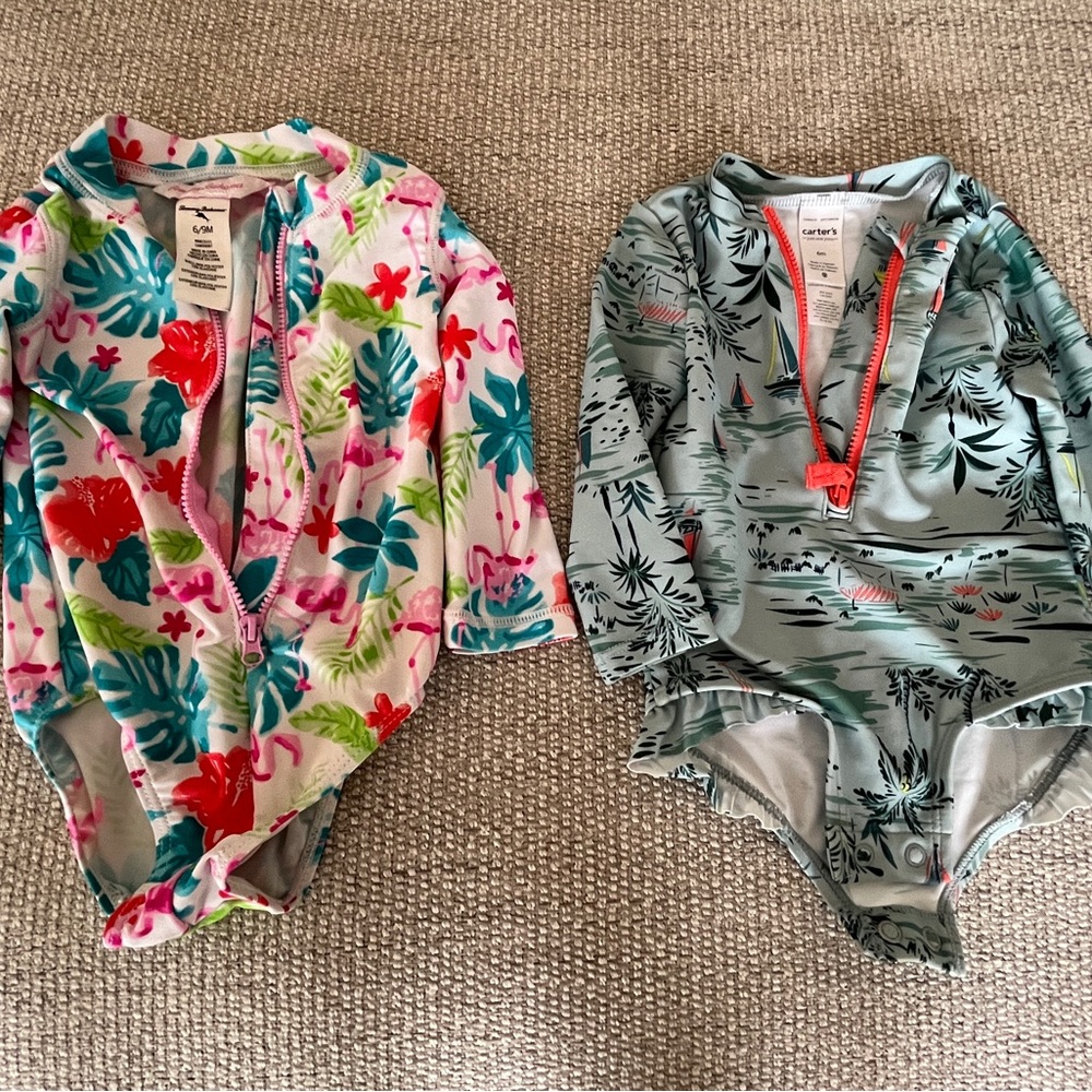 Carters 6 month old and Tommy Bahamas 6/9 months old Girls Swim Suits